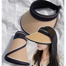 G돌돌 암막 여성 썬캡 챙 모자 자외선 차단 사파리 여름 밀짚 돌돌 챙 밀짚 여름 돌돌이