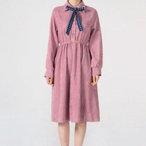 DOJJ 여자 원피스 긴팔 리본 여성 치마 봄 스커트