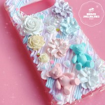 제이포니 데코덴 폰케이스 만들기 DIY 세트 베어플라워 -핑크/연보라/하늘