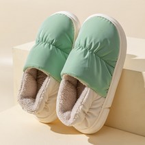 따뜻한 편안한 남성 면 슬리퍼 남 겨울 실내 보냉백 굽 통굽 미끄럼 방지 방수 면화 여, 06 46-47(적합45-46발 착용), 11 그린(가방 뒤축)