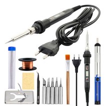 논가스 용접기 휴대용 레이저 알곤 아크 co2 온도 조절 80w 전기 납땜 인두 납땜, 220v EU 플러그, 블랙 세트-4
