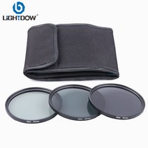 Lightdow 3 in 1 회색 ND2 ND4 ND8 렌즈 필터 키트 세트 49mm 52mm 55mm 58mm 62mm 67mm 72mm 77mm 캐논 니콘 소니 펜탁스 카메라, [03] 55MM, 03 55MM