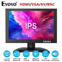 휴대용모니터 포터블 보조 듀얼 서브 모니터 Eyoyo 7 8 inch HDMI LCD 휴대용 IPS 스크린 디스플레이 VGA AV BNC 입력 PC CCTV 사무실 홈 보안을위한, 8 inch_미국 플러그