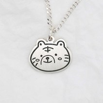 실버 동글 호랑이 미아방지 목걸이 팔찌 깊은각인 아기 어린이 은목걸이 팔찌, 동글호랑이 목걸이