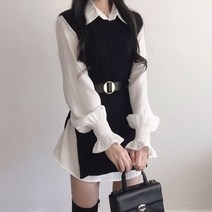 [예쁨시전] 세련된 여성니트 원피스 벨트포함