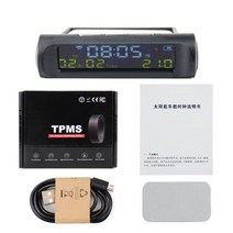 범용 TPMS 무선 타이어 압력 모니터링 시스템 태양광 시계 LCD 디스플레이 4 개의 외부 센서