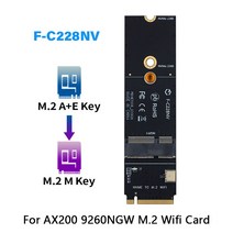 무선 m.2 a+e 키 슬롯 to m.2 m key wifi 블루투스 어댑터 for intel ax200 9260 bcm94352z card nvme pci express ssd