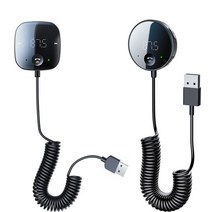 Anchtek 블루투스 5.0 자동차 오디오 송신기 핸즈프리 무선 FM LED 디스플레이 자동 AUX 수신기 MP3, Both