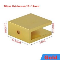 징크판넬 각파이프 알루미늄판(에서 선박 us) 유리 클립 고정 샤워 욕실 파티션 브래킷 (GC-03), 04 Gold_01 10-12mm