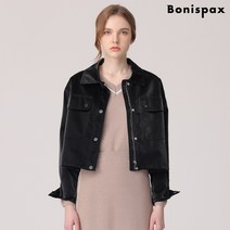 [보니스팍스]밑단스트링 빅 포켓 숏 레더 자켓-MG69LJ042