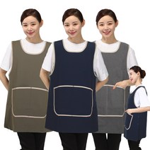 레뷰가운 큰 주머니 원피스 앞치마 L LA01, 카키, 1개