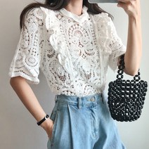 요시아나 [당일발송] 세르아린 뜨개 니트 블라우스 -2컬러