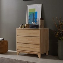 [장인가구] 모닝 편백나무원목 3단서랍장, 색상:내츄럴