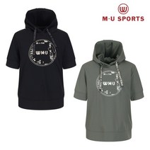 엠유스포츠 여성 후드 5부 소매 티셔츠 MU22122PL06