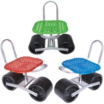 고추따기의자 회전식 작업 카트 이동의자 딸기 수확기, 내하중 300KG 강화 이륜차 블랙휠 블루매트