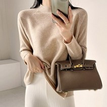 여성용 캐시미어 라운드 니트