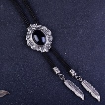 크리스탈 볼로타이 타이슬링 루프타이 큐빅 넥타이