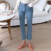 소유진 여성용 스판 일자컷 연청바지 팬츠