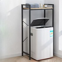 세탁기 선반 정리대 베란다 조립식, 2단 화이트 + 블랙 프레임