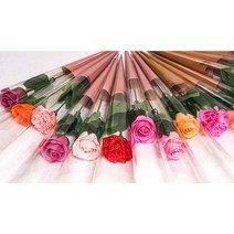 수앤로즈플라워 한송이비누꽃 크라프트지포장 한송이꽃 비누장미, 카네이션-연연핑크