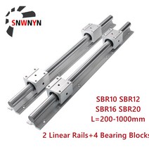 SBR10/12/16/20 선형 가이드 레일 길이 200 300 500 1500mm 2 개 선형 레일 + 4 SBR12UU/SBR16UU CNC 3D 부, 04 500mm_04 SBR20