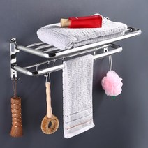 이엘퍼니처 못X 초강력 접착식 스테인레스 욕실선반 수건걸이 60 코너형 일자형 화장실 선반, 스텐 수건걸이(ST-8101), 1개