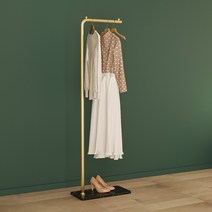 골드 철재 철제 금색 골드 행거 스탠드 틈새 긴옷 긴 롱 코트 걸이 심플 인테리어 매장 코트 랙 렉, N.블랙암판+골드【귀걸이 없음】170cm