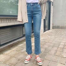티데일리 에덴 세미 부츠컷 데님 팬츠 여성 커버밴드 스판 청바지