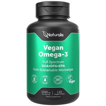 Naturalis 조류 비건 오메가 3 DHA EPA 및 DPA | 사회 인증 지속 가능한 공급 진정한 풀 스펙트럼 식물성 소프트젤 120개(카라기난 프리) 183072, 120 Count (Pack of 1)