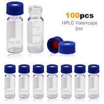 Autosampler Vials MS Sample Vials 2ml HPLC Vials 9-425 Vial Clear Glass Bottles with Write-on Spot, 2ml vial（with Write-on Spot）, Clear silicone septa