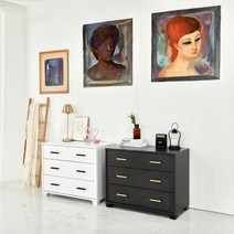 Sunshine 3단 서랍장 인테리어 디자인 수납장 와이드 보관함 정리함 800, 그레이_손잡이블랙