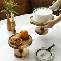 카페 제과 아카시아 원목 케이크 스탠드 디저트 트레이 우드 접시 플레이트 소 중 대, 콤비