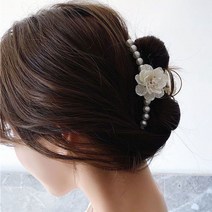 진주 대왕집게핀 긴 머리 올림 예쁜 삔 반 묶음 고급 헤어 머리삔