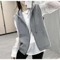 tagi 후드 맨투맨 조끼 여성 캐주얼 집업 코트 루즈핏 민소매 조끼