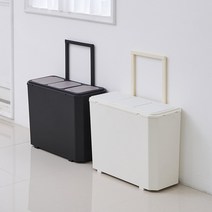 보담 이동식 대용량 가정용 재활용 분리수거함 휴지통 분리수거통 70리터, 아이보리-전용비닐2개