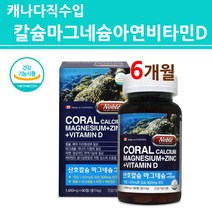 식약처인증 비소성 칼슘 마그네슘 아연 비타민D 칼슘제 영양제 천연 산호 코랄 뼈건강 대용량 여성 남성 임산부 수유부 부모님 노인 성장기 어린이 청소년 건강기능식품, 1병