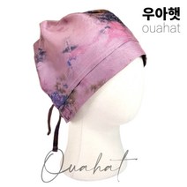 우아햇 인견비니 핑크 60대스카프 통풍 탈모 예방 엄마모자 식당두건 암환자두건 암환자모자