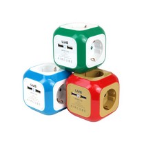 에어큐브 파워 4구 멀티탭 USB 2포트 1.5M 3M 5M, 블루