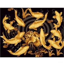 JISAN 보석십자수 캔버스형 세트 50x40cm JB01, 황금잉어