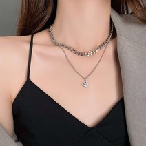 일호장신구 더블유 포인트 초커 목걸이 [써지컬스틸] 개별 카드택 포장 선물상자 증정