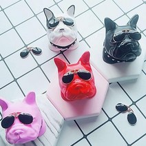 차량용 송풍구 거치대 석고 불독 강아지 인테리어, 핑크화이트