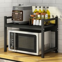 마드레하우스 전자렌지선반 주방 넓이 높이 조절 스탠드선반 수납선반 밥솥선반, 블랙, 1단