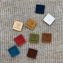 핸드메이드 가죽라벨 M2525-NO5 HANDMADE 천연소가죽 뜨개질 라벨, 올리브