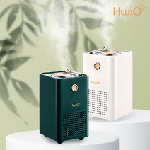 휘오 [HWIO] 턴테이블 무선 미니 가습기 WT-H35 초음파 휴대용 사무실, 레트로 화이트