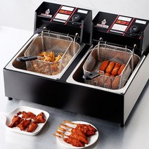 Mochae 전기튀김기 업소용튀김기 소형 치킨 돈까스 튀기기 영업용 대용량튀김기 10L/20L, 블랙, 튀김기2구