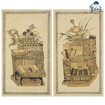 책거리도 가리개 2 민화 도안 민화그리기 본그림 공모전 취미 원데이클래스 수업자료 컬러링, 책거리도 가리개(2) 2, 일반용지(얇은 백상지), 원본사이즈(추천)