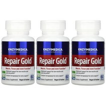 [3개] 엔자이메디카 리페어골드 효소 60베지캡슐 카탈라아제 아밀레이스 아밀라아제 브로멜라인 리파아제 프로테이스 파파인 세라펩타제 프로테아제, 3개, 60개