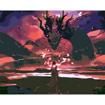 votgl diy 그림그리기 꽃 풍경 동물 해바라기 diy 유화그리기세트 40 x 50cm액자 포함, 014 용