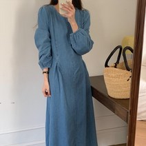 쏭포유 우아한 워싱 데님원피스 2color