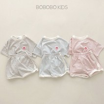 뽀뽀뽀 아동복 유아 스마일 단가라 반팔 상하세트 상하복 여아 남아 키즈 아동 아기 여름 옷